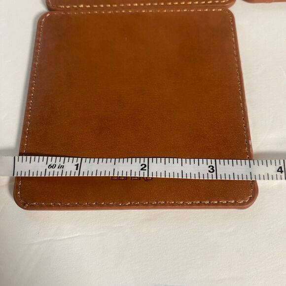 Dansko Leather Coaster Set of 4 Brown Logo Shoe Imprint 3.5” Square Nurse Gift - Picture 7 of 9